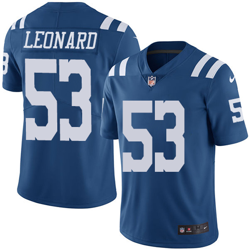 Indianapolis Colts #53 Limited Darius Leonard Royal Blue Nike NFL Men Rush Vapor Untouchable Jersey->indianapolis colts->NFL Jersey